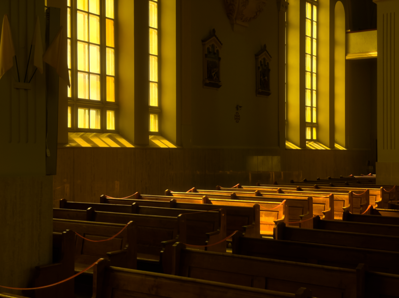 Quiet chapel pews