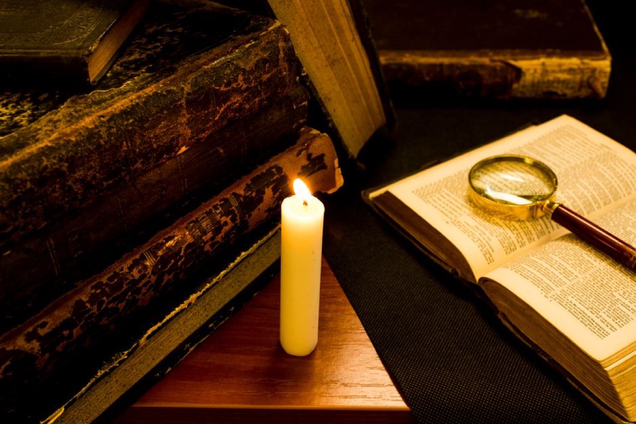 Funeral poems for a service or program Old book candle