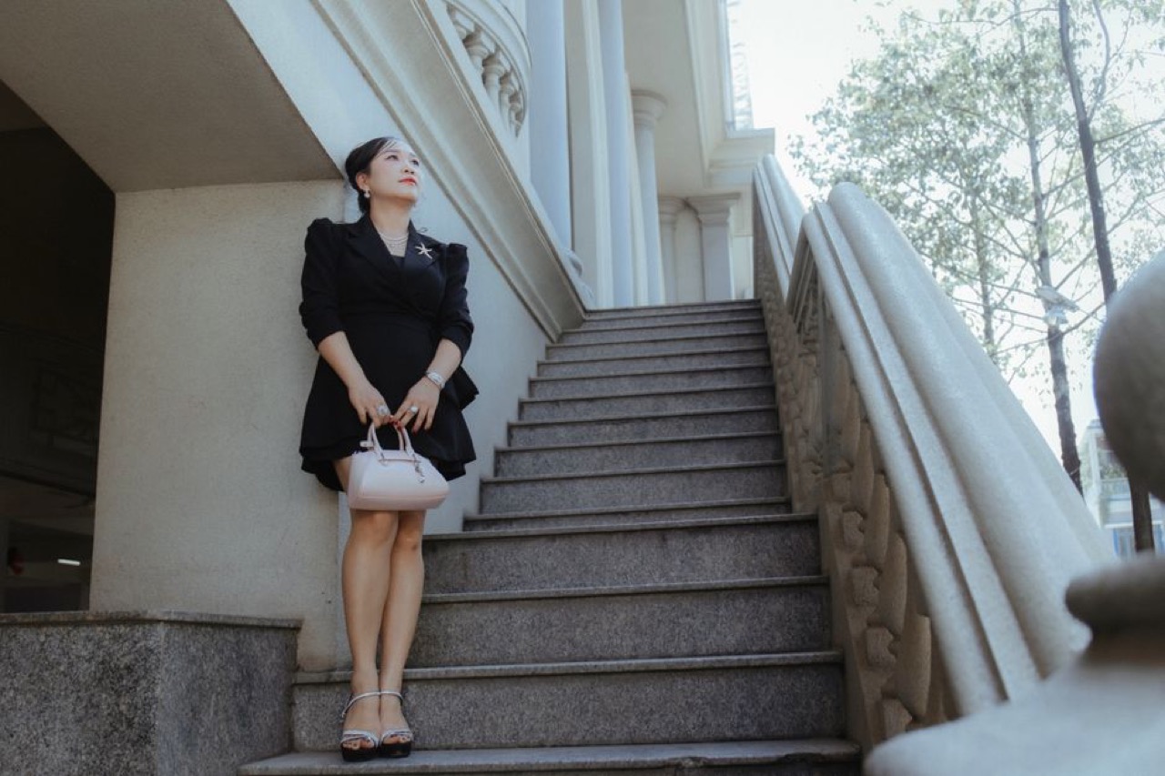Winter funeral attire Woman black dress formal